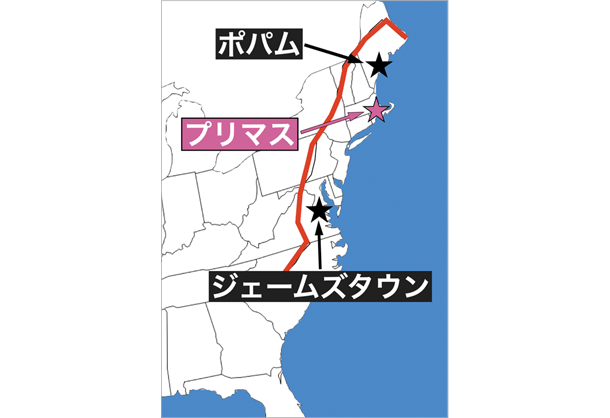 アメリカ入植の地図