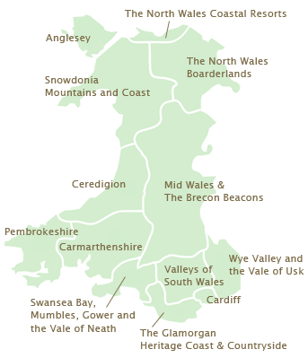 ウェールズの地図