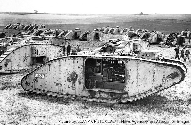 フランスの西部戦線に配置された英軍の戦車