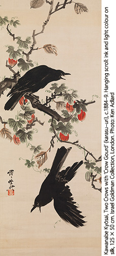 「烏瓜に二羽の鴉」1871～89年 暁斎は鴉を得意とし、注文も多かった