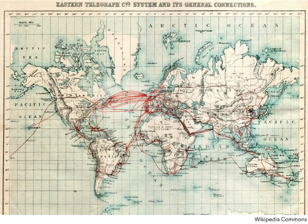 海底ケーブルの位置を示す地図